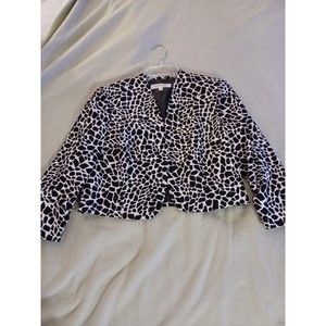 Kasper Women's Size 6 Open Front Lined Animal Printed Bolero Jacket